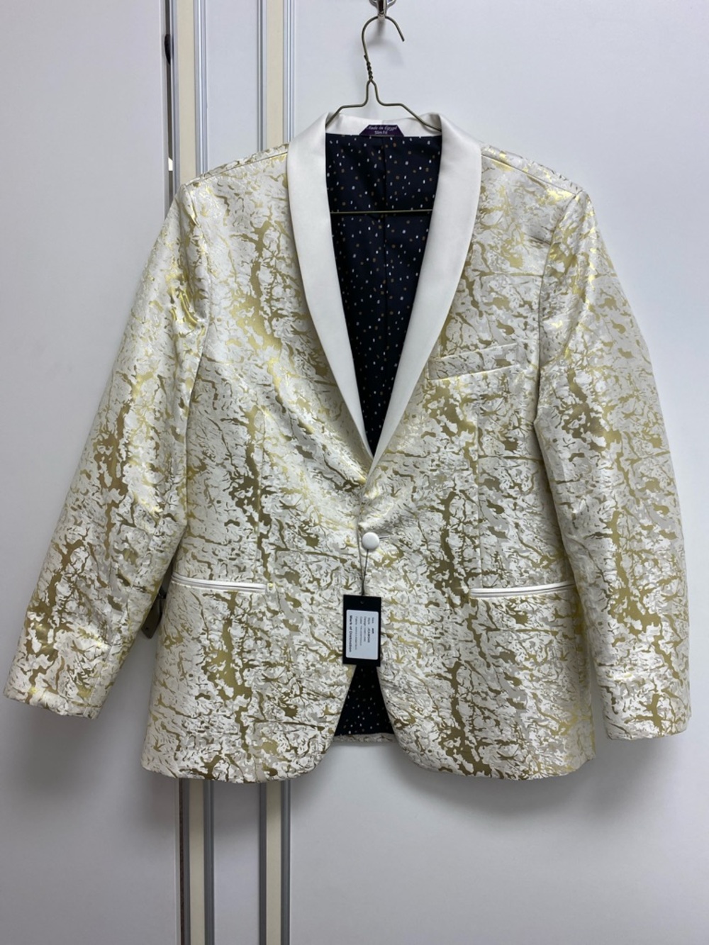 White and Gold Shawl Collar Tux Jacket
